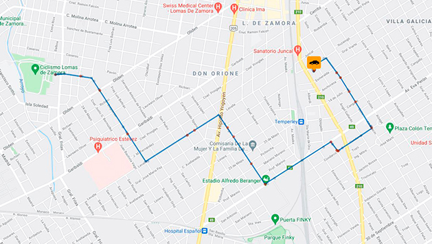 Mapa de recorrido de flota